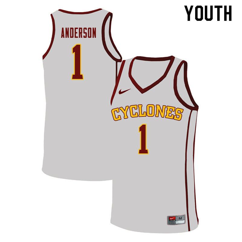 Youth #1 Luke Anderson Iowa State Cyclones College Basketball Jerseys Sale-White
